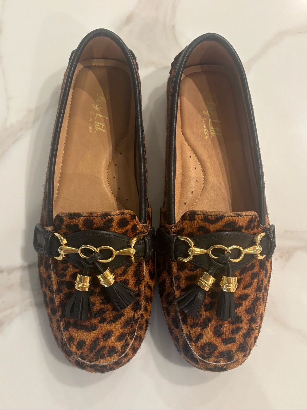 NEVER WORN- Flag Ltd Leopard Haircalf Tassel Loafers